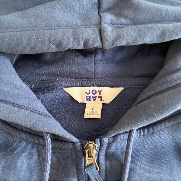 Women's JOY LAB Blue Hoodie Size S Full Zip Cropped Oversized - Picture 4 of 9